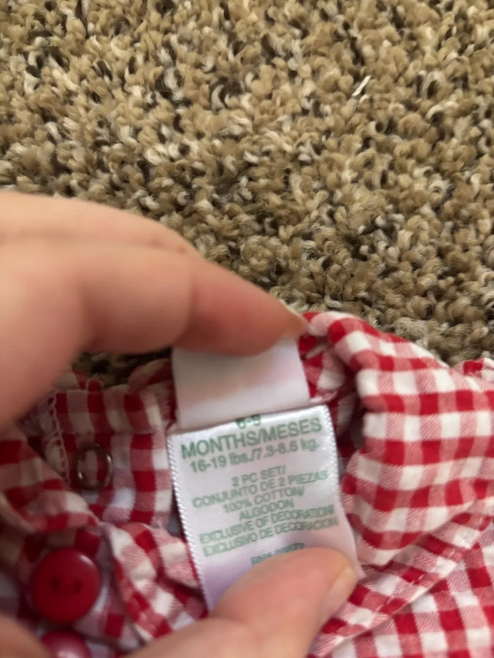 Vintage Baby Okie-dokie Gingham Baby Romper with Watermelon Embroidery - Picture 3 of 4